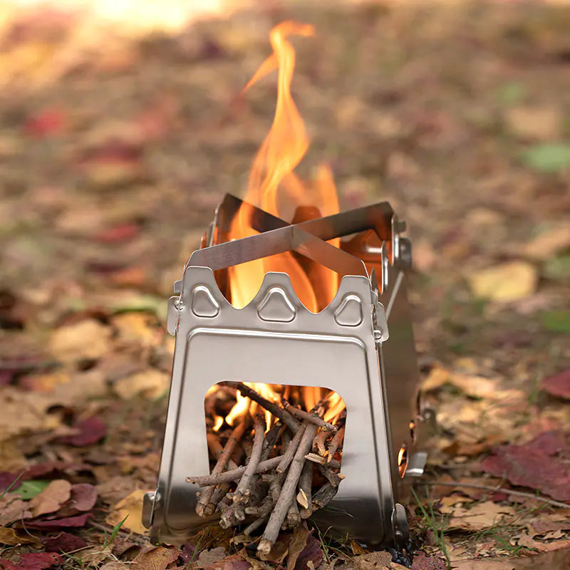 Portable Outdoor Wood Stove - Stainless Steel Camping Cooker - DoCamping