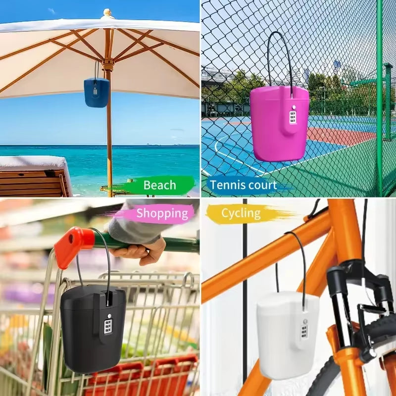 2024 Enhanced Portable Beach Bucket Password Box Storage Outdoor Mini Mobile Phone Wallet Safe and Portable Handle Designer Anti