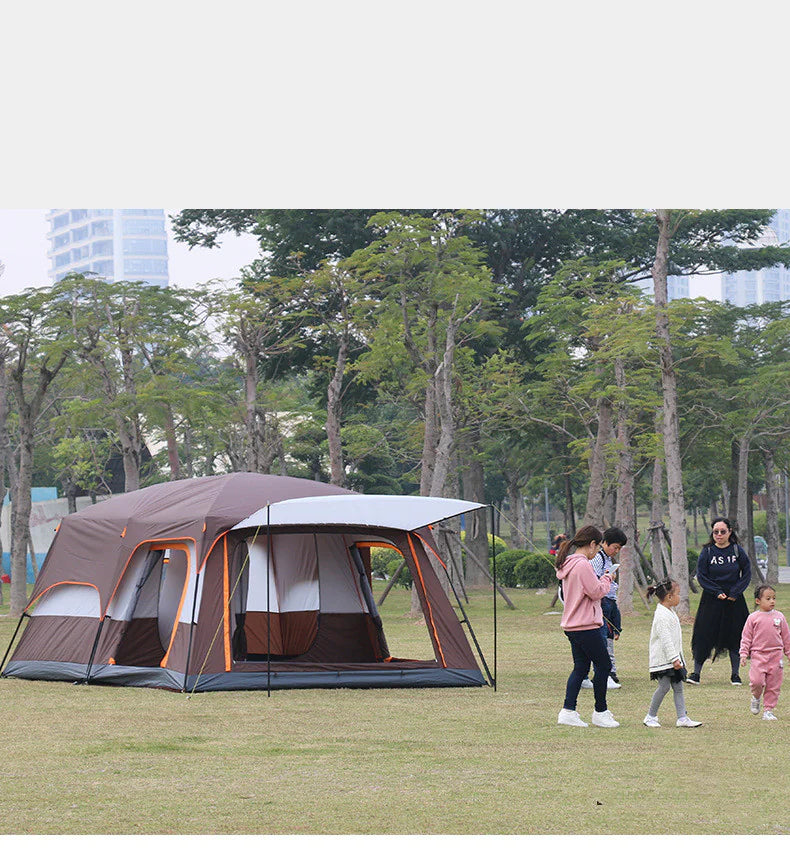 Double-Layer Waterproof Camping Tent with Two Bedrooms - DoCamping