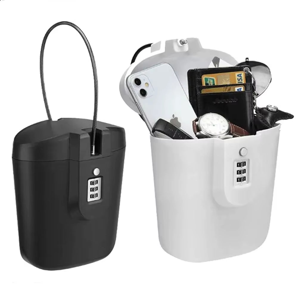 Outdoor Portable Safe Box Beach Bucket with Steel Wire Hidden Safes 3-Digit Password Lock Storage Box for Riding Sports Swimming