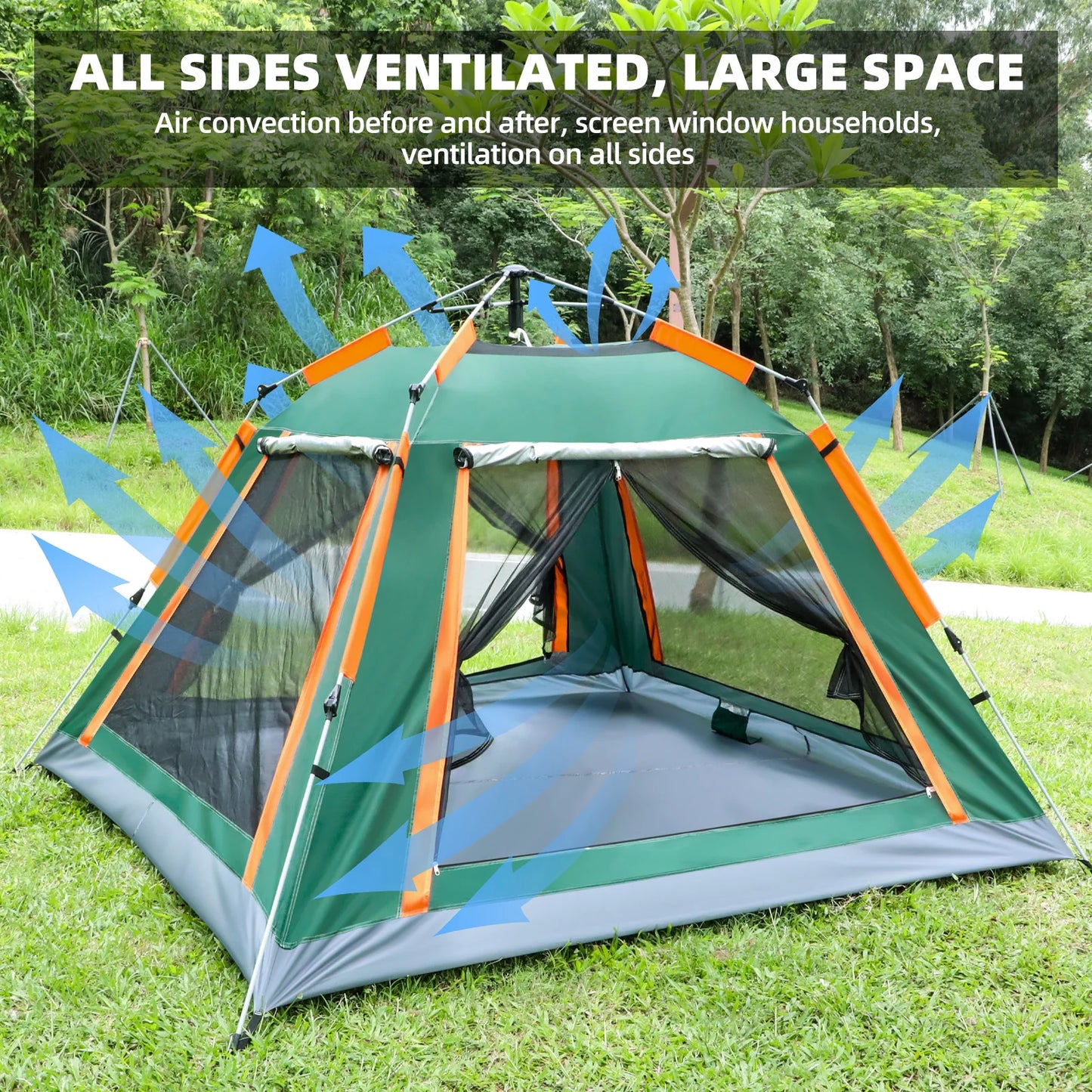 Automatic protective tent for 3-4 people, easy one-touch tent, large living room for sun shelter, travel, hiking