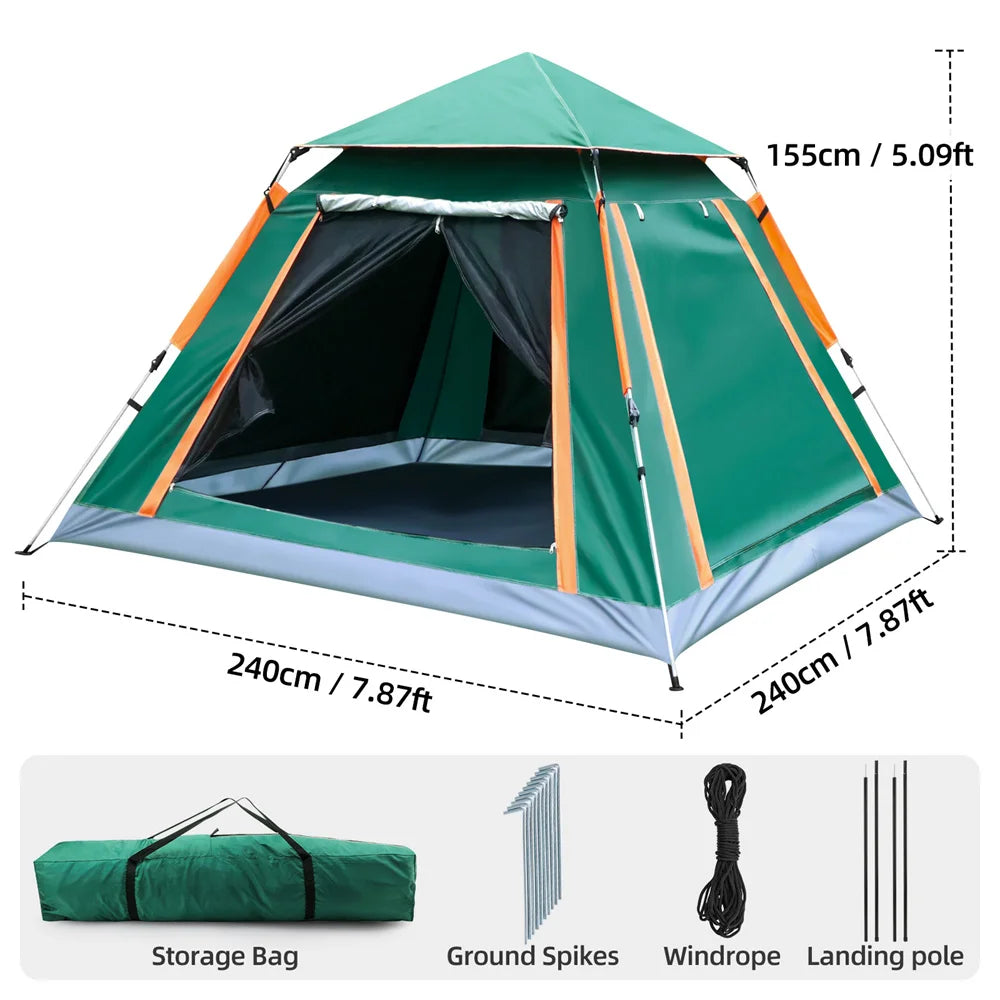 Automatic protective tent for 3-4 people, easy one-touch tent, large living room for sun shelter, travel, hiking