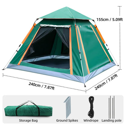 Automatic protective tent for 3-4 people, easy one-touch tent, large living room for sun shelter, travel, hiking