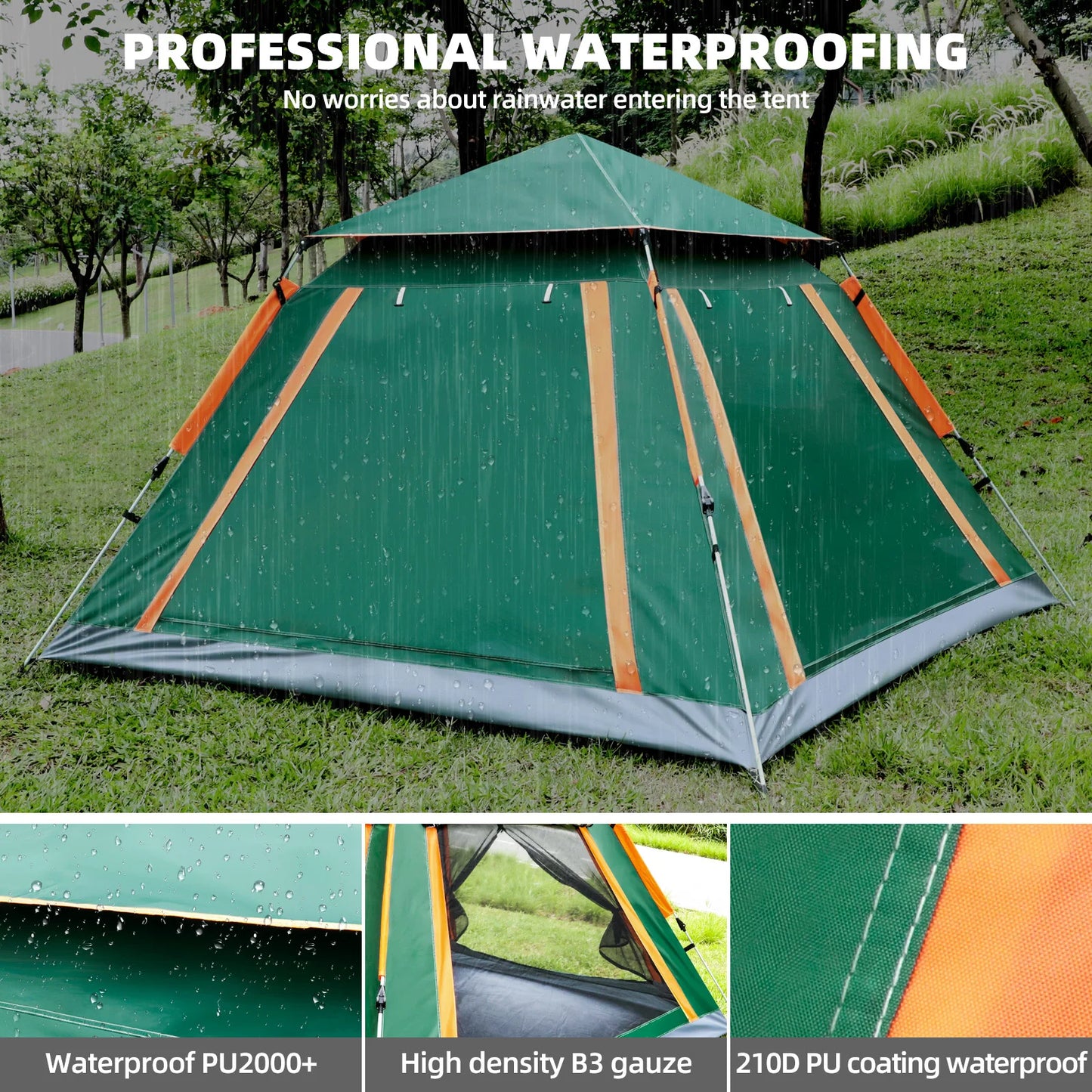 Automatic protective tent for 3-4 people, easy one-touch tent, large living room for sun shelter, travel, hiking