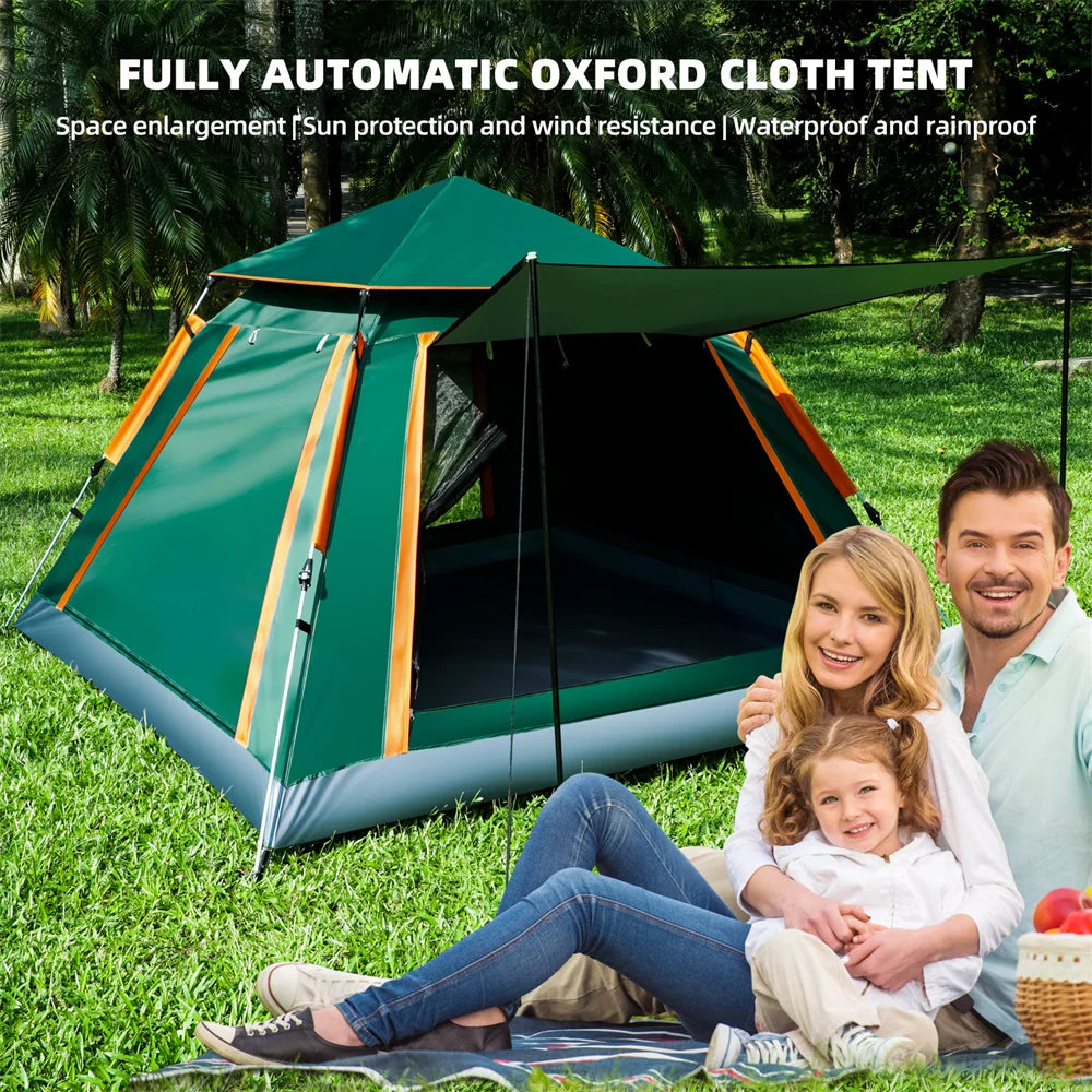 Automatic protective tent for 3-4 people, easy one-touch tent, large living room for sun shelter, travel, hiking