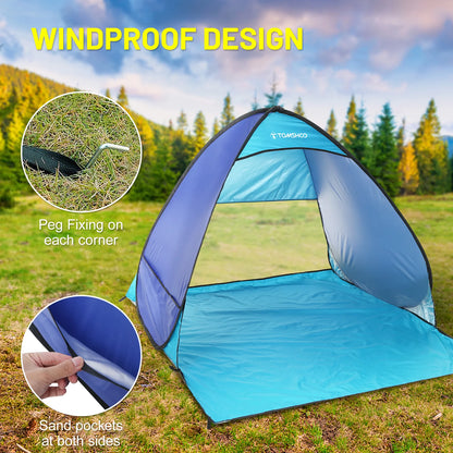 Automatic Instant Pop Up Beach Tent Lightweight Outdoor Beach Shade Sun Shelter Tent Canopy Cabana with Carry Bag