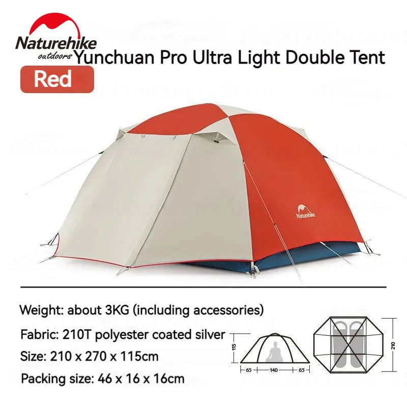 Naturehike Ultralight Dome Tent 2 Person Pro Backpacking Hiking Outdoor Tent Double Layer Trip Waterproof PU2000mm Lightweight