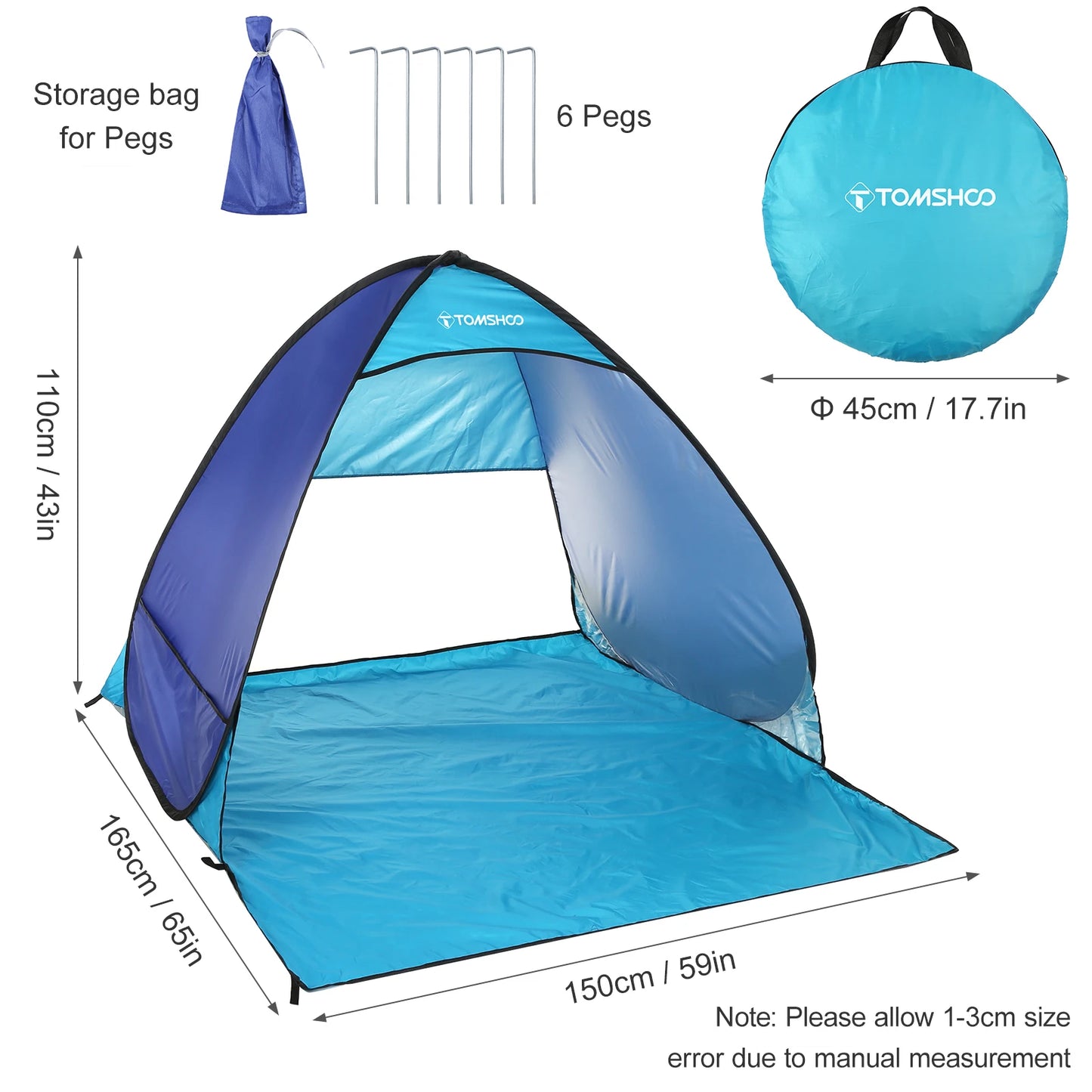 Automatic Instant Pop Up Beach Tent Lightweight Outdoor Beach Shade Sun Shelter Tent Canopy Cabana with Carry Bag