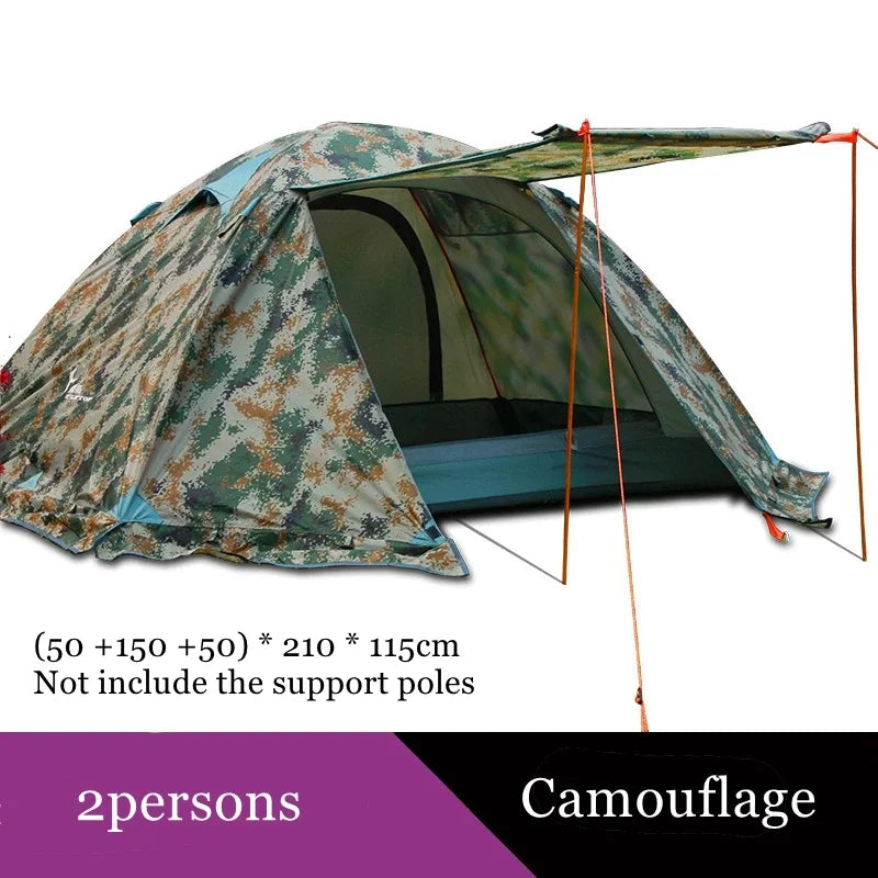 Flytop 2-3Persons 4Seasons Skirt Tent Camping Outdoor Double Layers Aluminum Pole Anti Snow Travel Family Ultralight Tourist