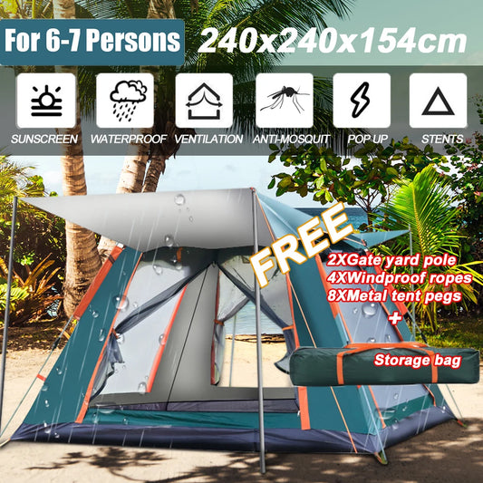 5-7 Person Waterproof Automatic Tent Double Layer Camping Tent Outdoor Dome Camping Family Tent