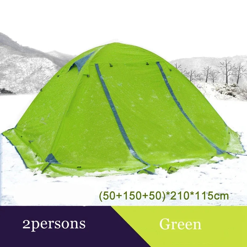 Flytop 2-3Persons 4Seasons Skirt Tent Camping Outdoor Double Layers Aluminum Pole Anti Snow Travel Family Ultralight Tourist