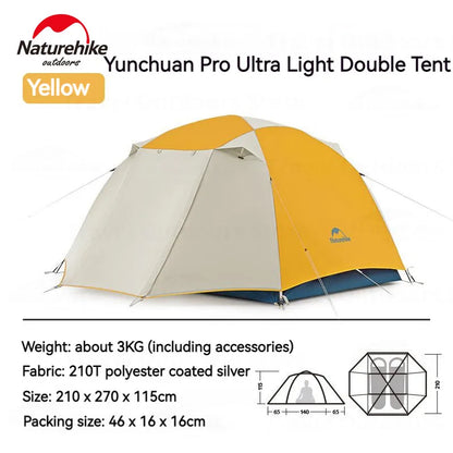 Naturehike Ultralight Dome Tent 2 Person Pro Backpacking Hiking Outdoor Tent Double Layer Trip Waterproof PU2000mm Lightweight