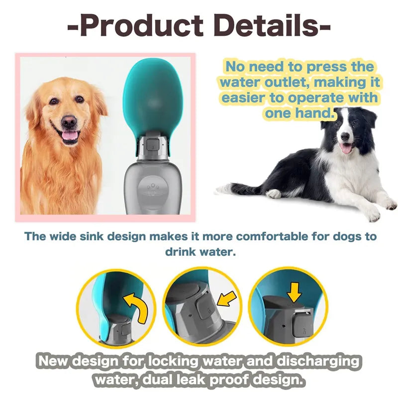 800ml Portable Dog Water Bottle - DoCamping